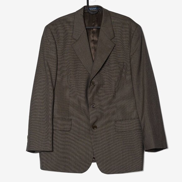 Vtg Chaps Ralph Lauren Mens 44R 3 Piece Houndstooth Wool Suit 36x30 Pants Vest - Picture 1 of 11